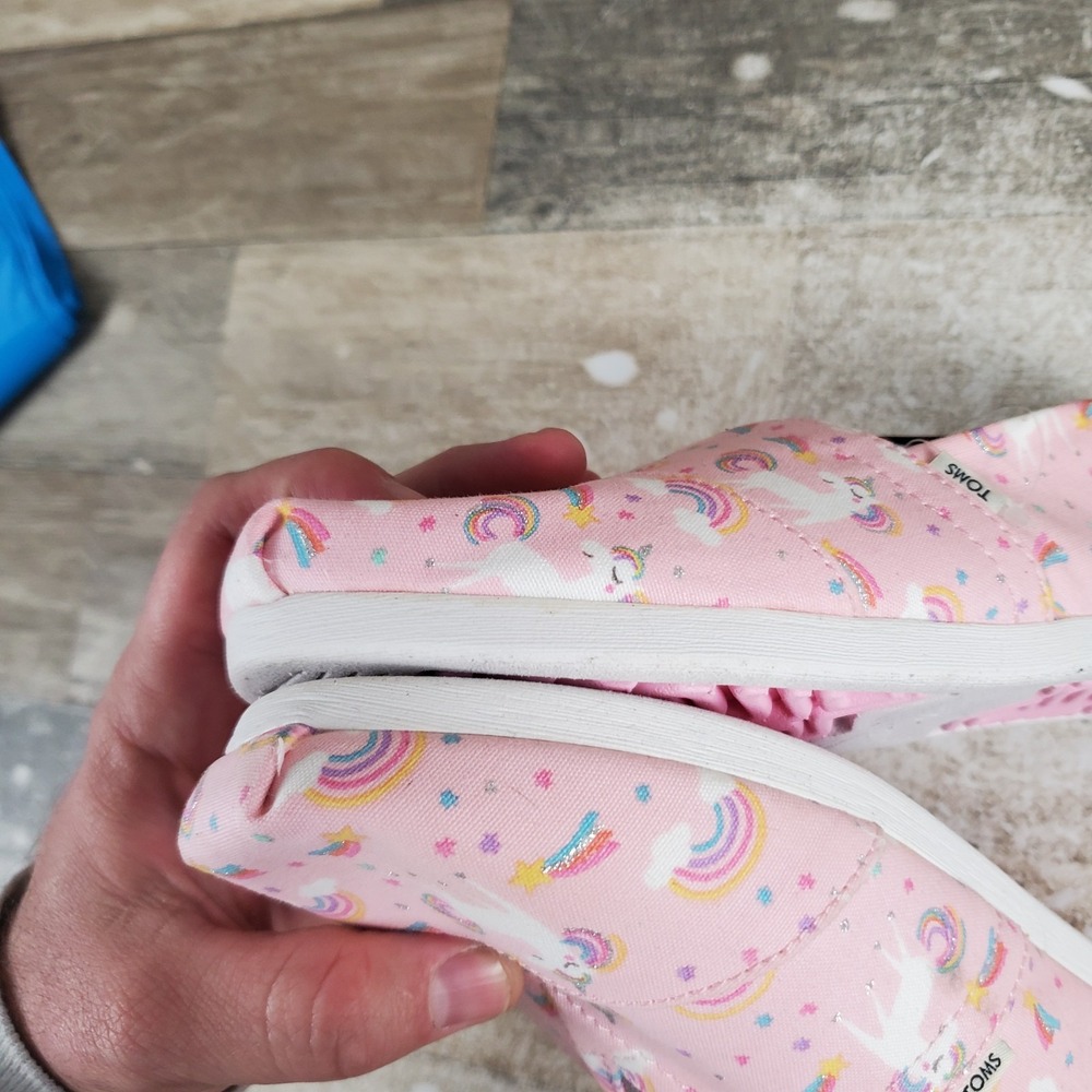 Toms Alpargata Womens Shoes Sz 6 Pink Almond Blossom Unicorn Print Slip On Flats - Picture 11 of 14